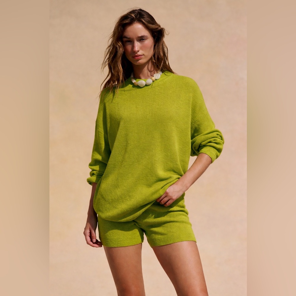 Free People Beach Malibu Surf Sweater Lime Green Sweater Size Medium